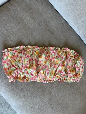 Altar'd State Floral Bandeau Top - Pink, Yellow, Green